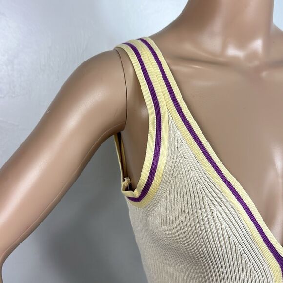 Sleeveless V-neck Midi Bodycon Dress In Light Beige Size M - Picture 3 of 9